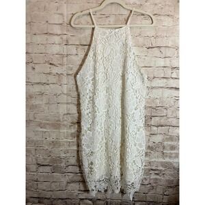 Bishop + Young Dress Womens Large Creamy White Crochet Lace Overlay Coquette